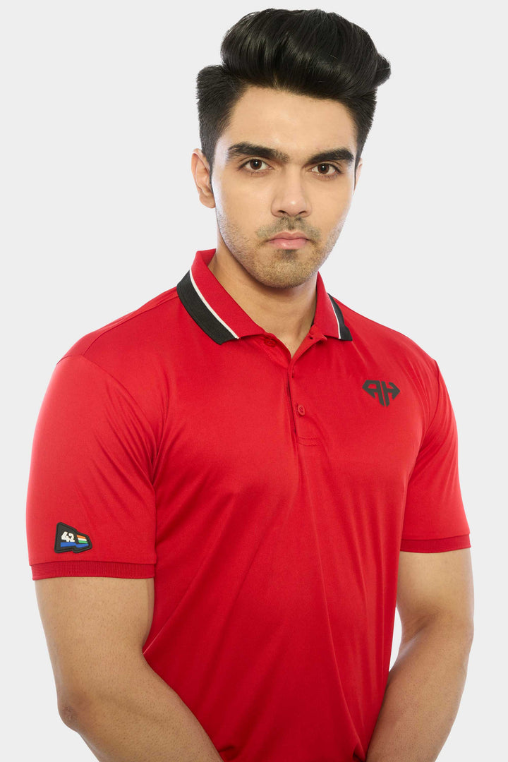 Heavy Red Performance Polo T Shirt for Men