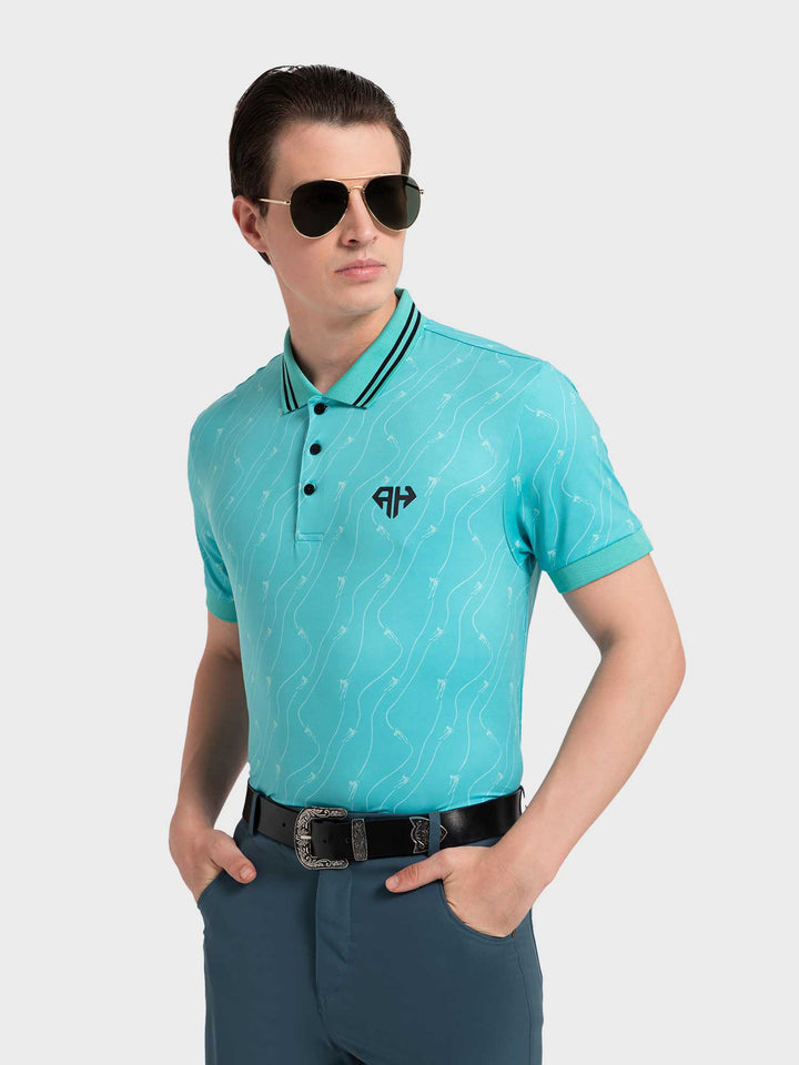 Turquoise Skiing Bolt Polo T-Shirt Online