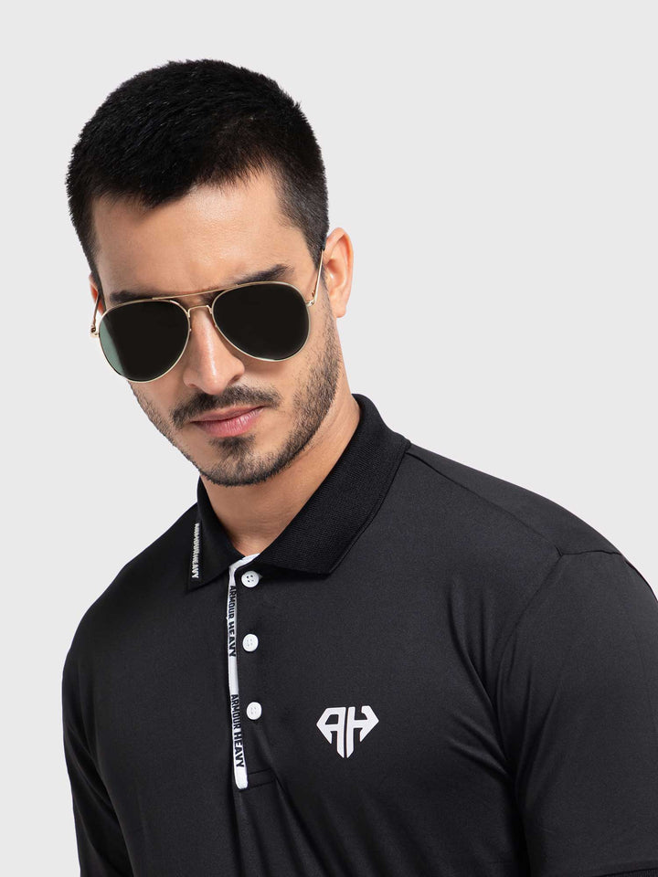 Heavy Black Classic Polo T Shirt for Men