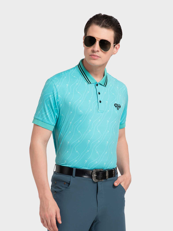 Turquoise Skiing Bolt AH Polo