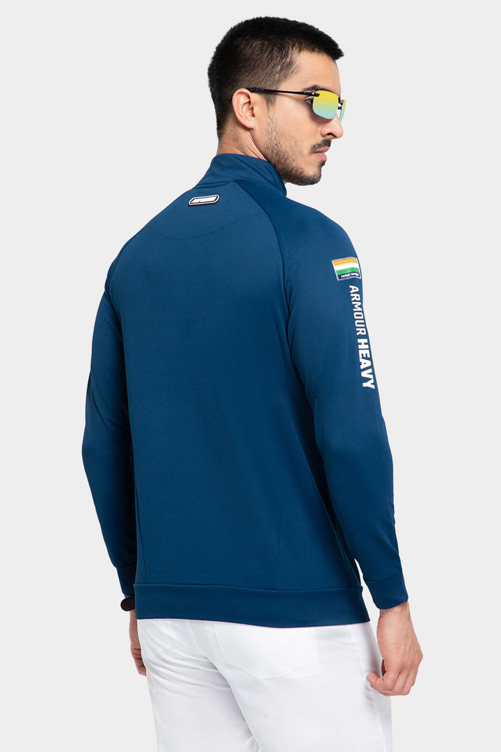 Buy High Neck Blue Polo Jacket by AH