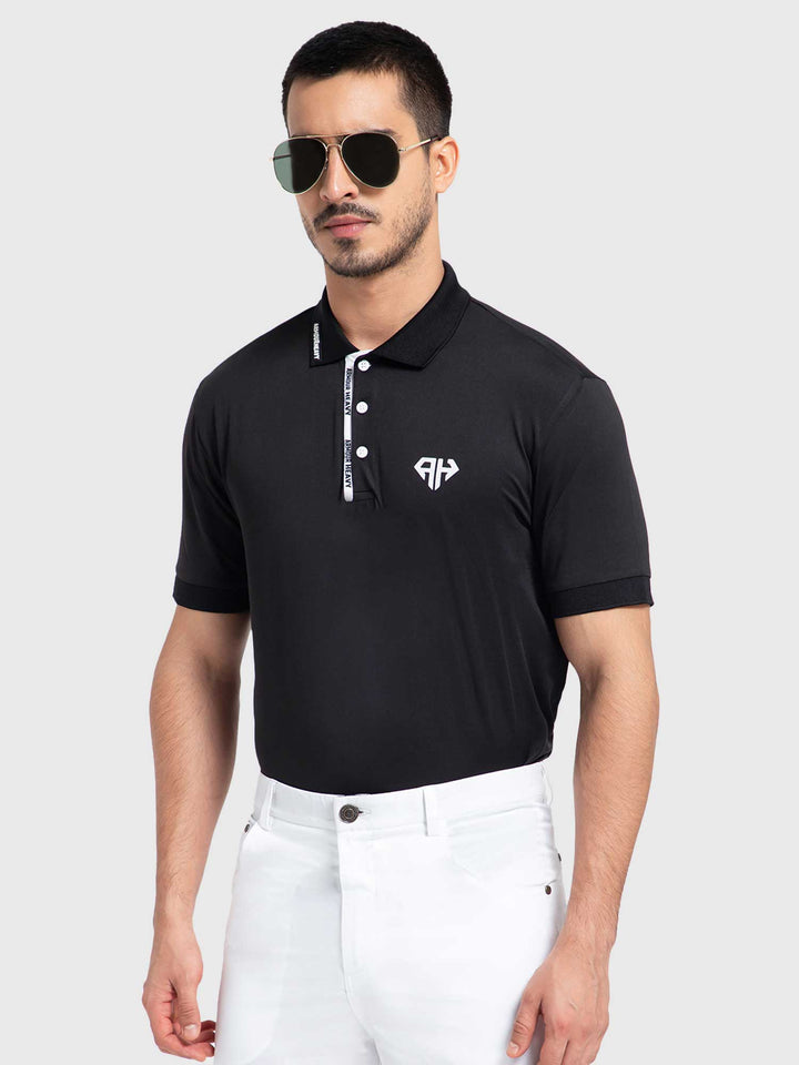 Buy Heavy Black Classic Polo T-Shirt by AH