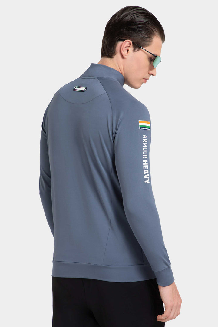 High Neck Grey Polo Jacket Online India