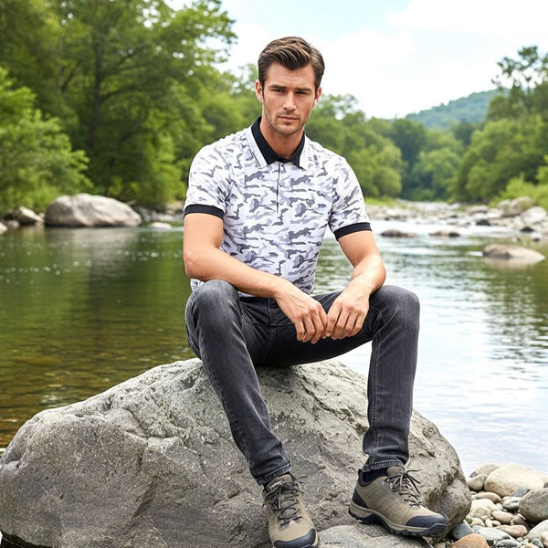 AH White Camo Golf Polo