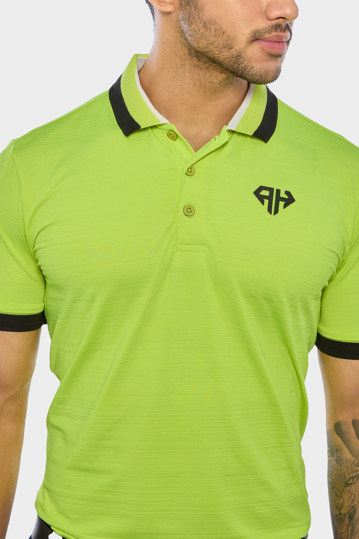 Lime Green Performance Polo Neck T-shirt by AH