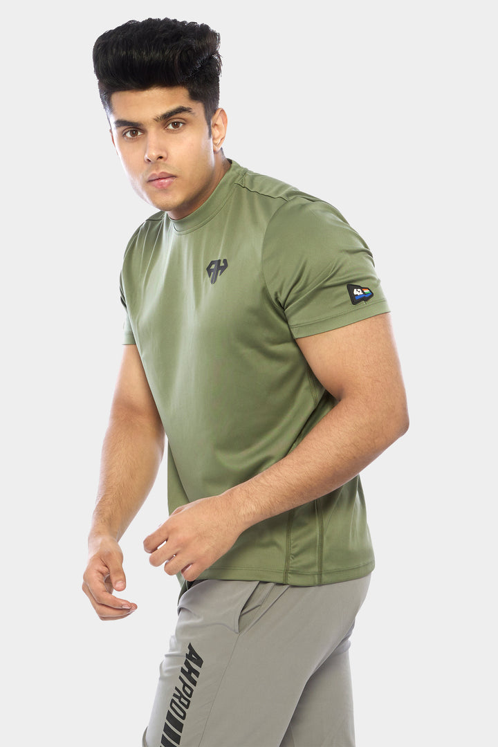 Men's Green Performance Crew Neck T Shirt by AH